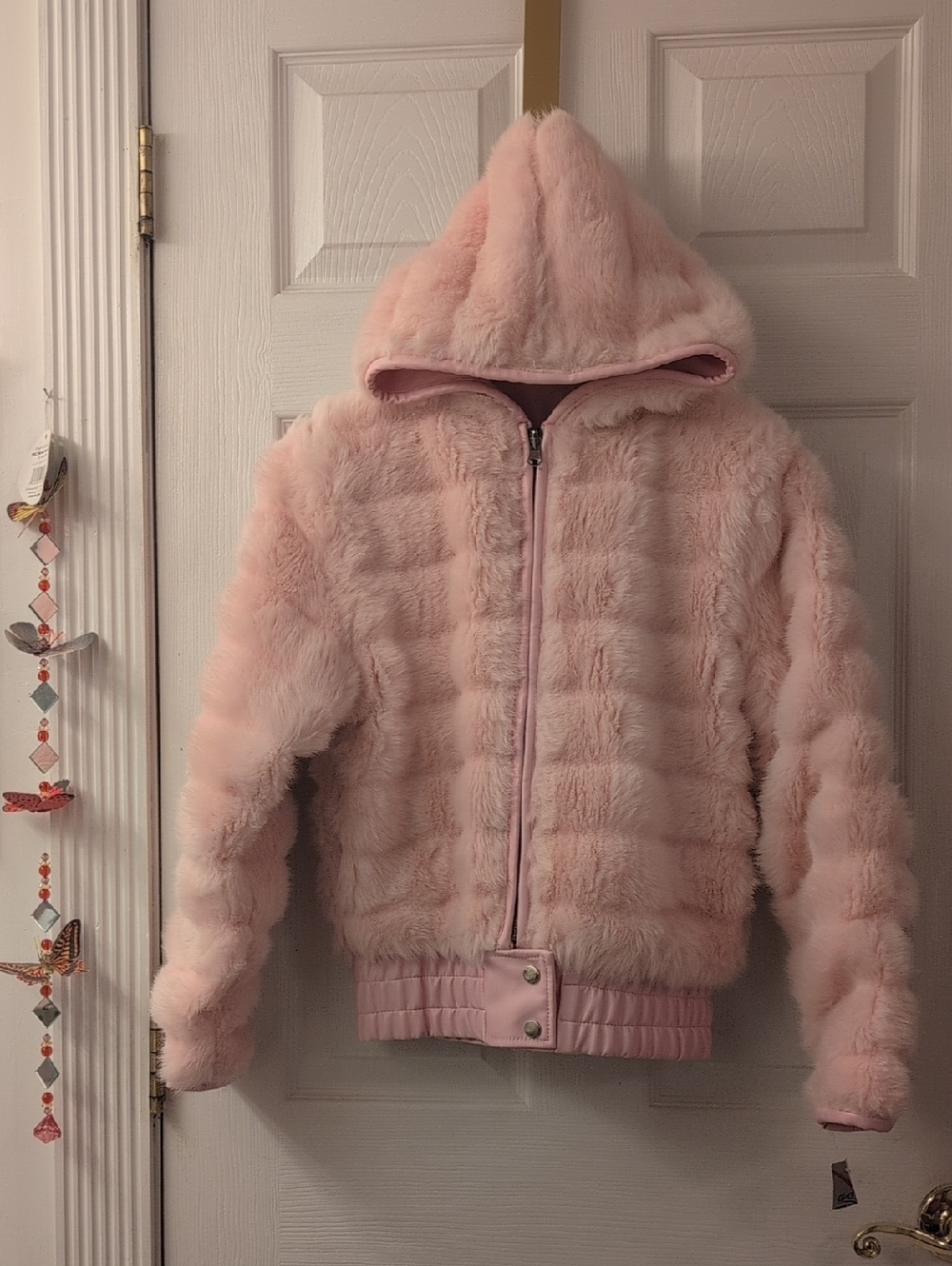 Y2K NWT Furry  Hooded  Coat Jacket